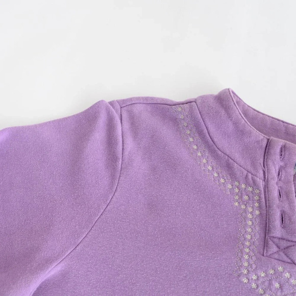 Vintage Blair Lavender Embroidered Collar Butt4 Button Pullover  Sweater Large - Picture 11 of 12